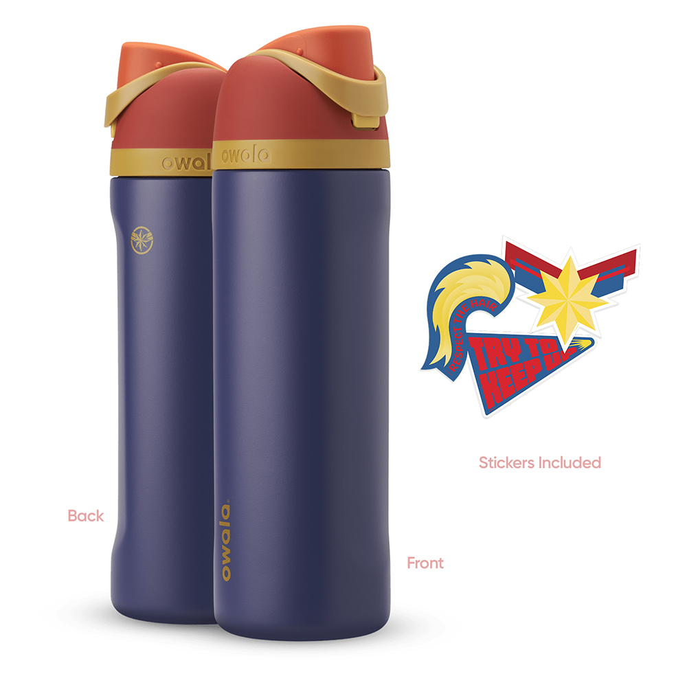 Captain Marvel Owala 24oz FreeSip: Marvel - FreeSip® 24 oz Marvel Water Bottle | FH13-G8RB